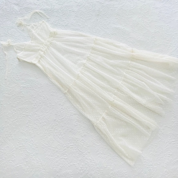 NWOT Lulus Cruise to Catalina Ivory Swiss Dot Sheer Maxi Swim Cover-Up Small - Picture 9 of 14